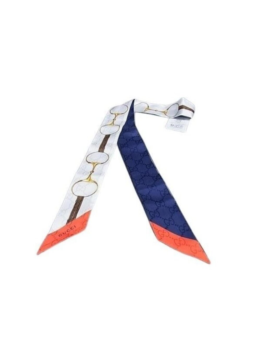 Gucci Ribbon Scarf Neck Bow Multicolor Silk Horsebit GG Pattern New - Picture 1 of 5